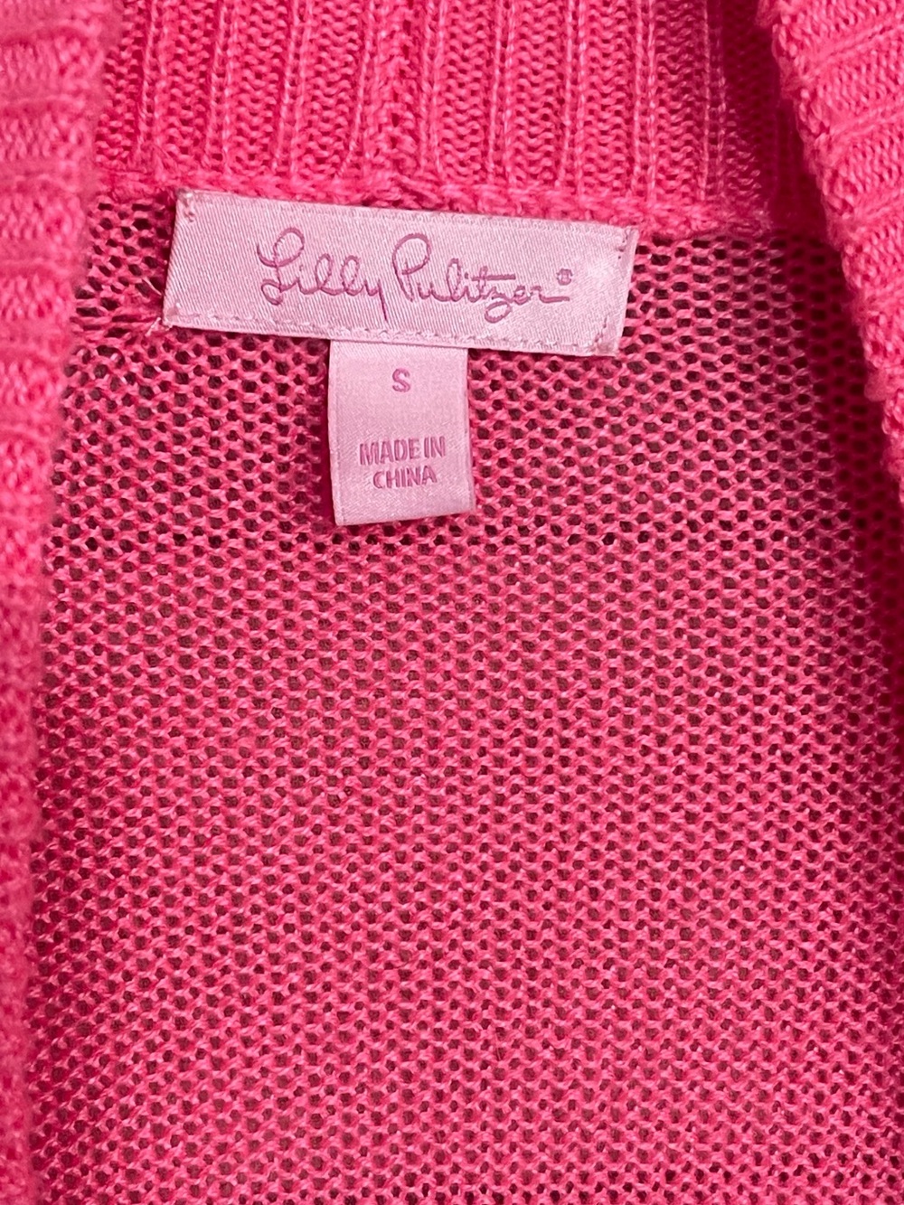 Lilly Pulitzer Bright Pink Open-Front Shawl Collar Cardigan - Picture 5 of 7
